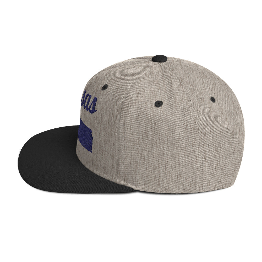 Kansas Two-Tone Grey & Black Snapback - 3D Navy Embroidery Edition