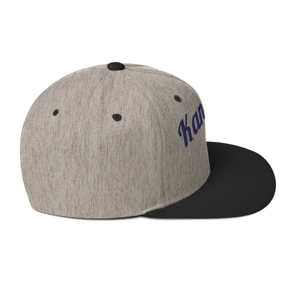 Kansas Two-Tone Grey & Black Snapback - 3D Navy Embroidery Edition