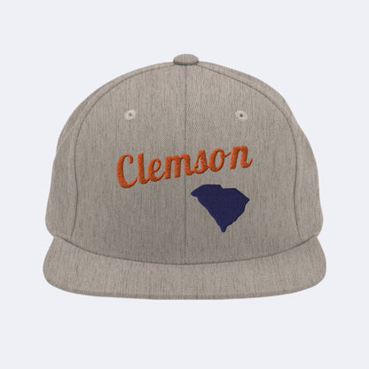 Clemson Grey Snapback - 3D Puffy Orange & Purple Embroidery Edition