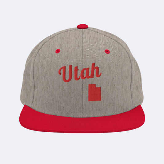 Utah Two-Tone Red & Grey Snapback - 3D Puffy Red Embroidery Edition