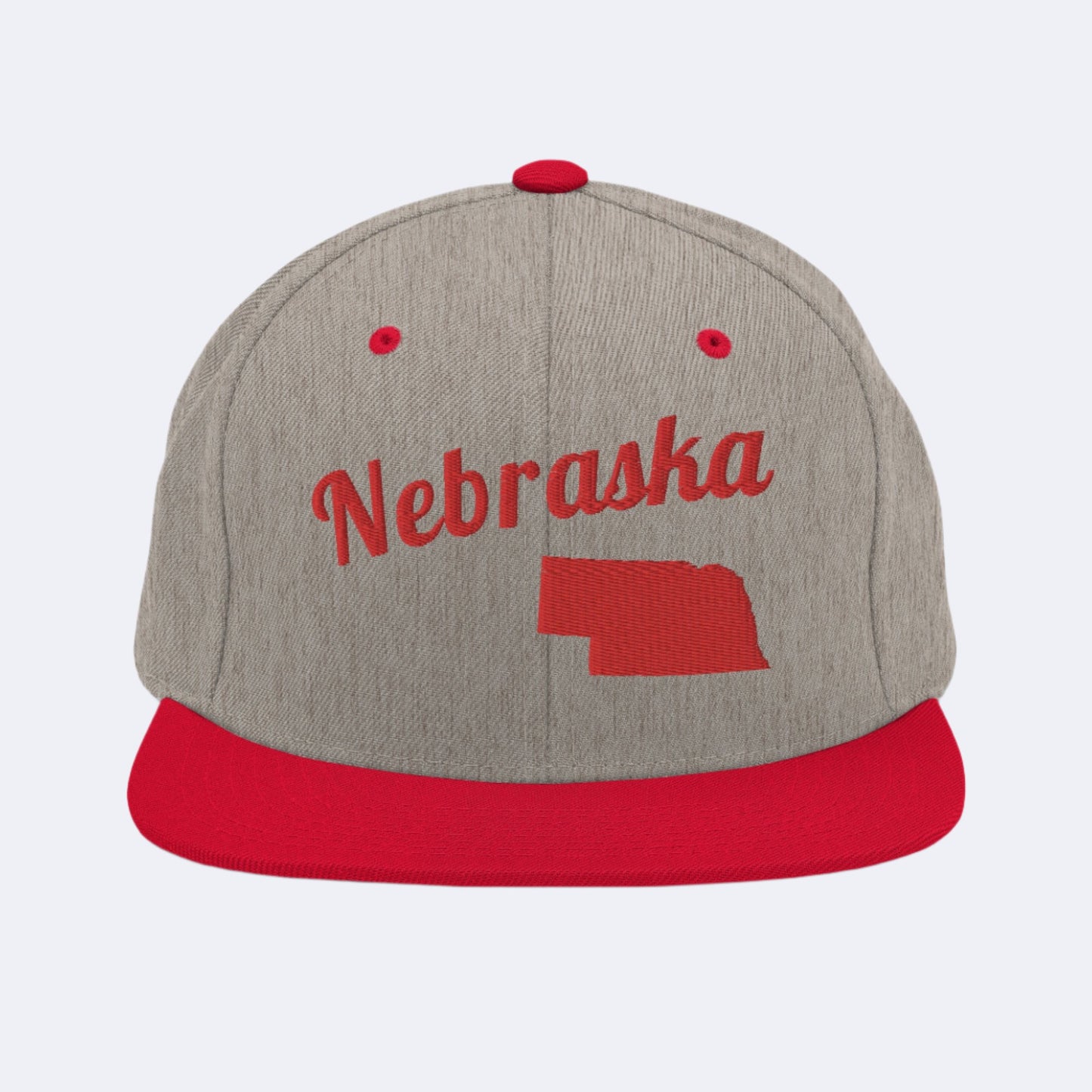 Nebraska Two-Tone Grey & Red Snapback - 3D Puffy Red Embroidery Edition