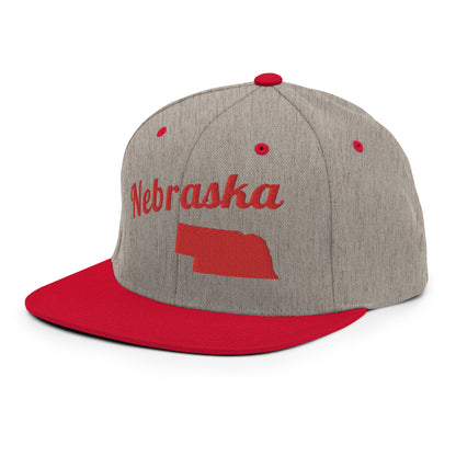 Nebraska Two-Tone Grey & Red Snapback - 3D Puffy Red Embroidery Edition