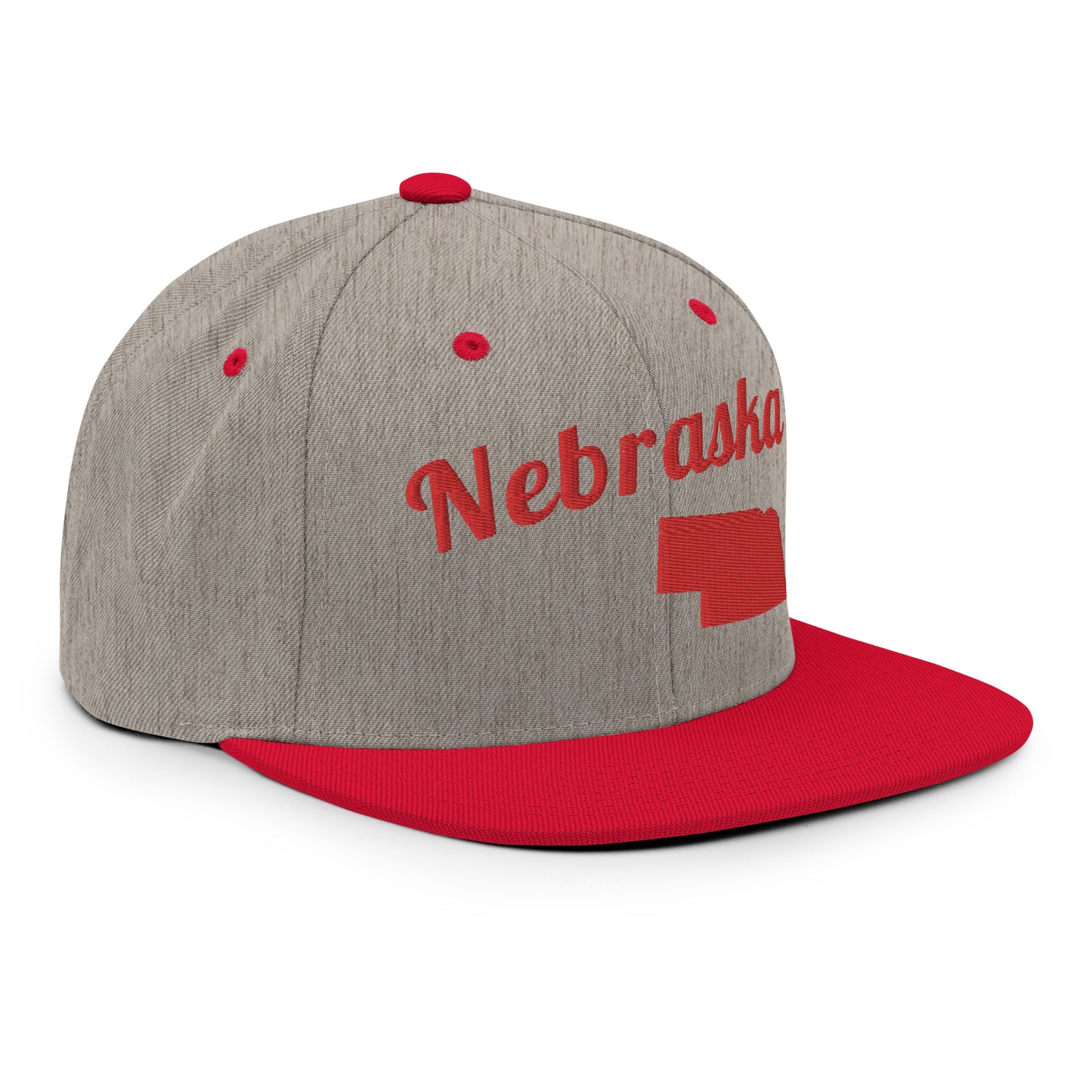 Nebraska Two-Tone Grey & Red Snapback - 3D Puffy Red Embroidery Edition