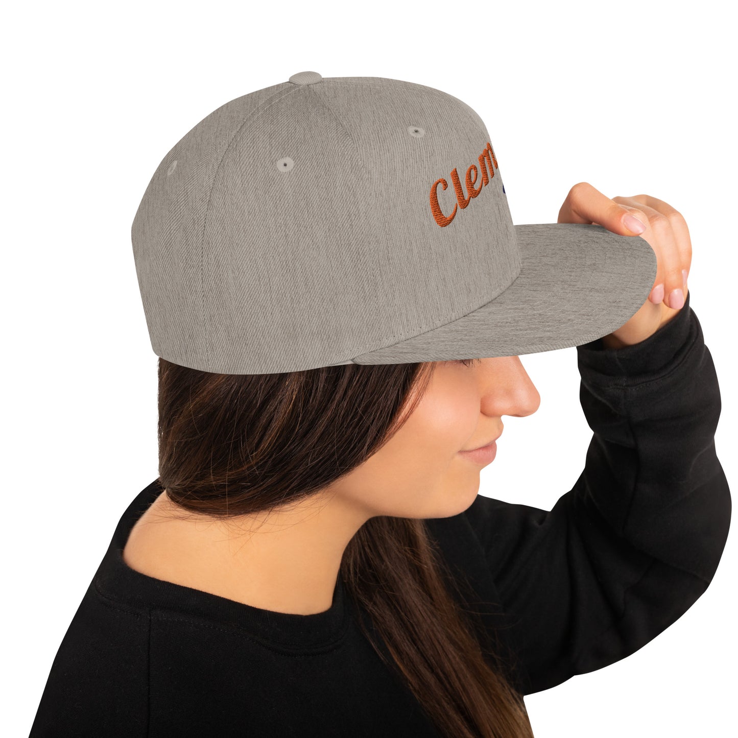 Clemson Grey Snapback - 3D Puffy Orange & Purple Embroidery Edition