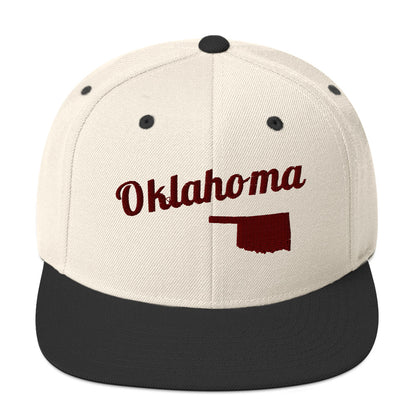 Oklahoma Two-Tone Tan & Black Snapback - Bold Red Embroidery Edition