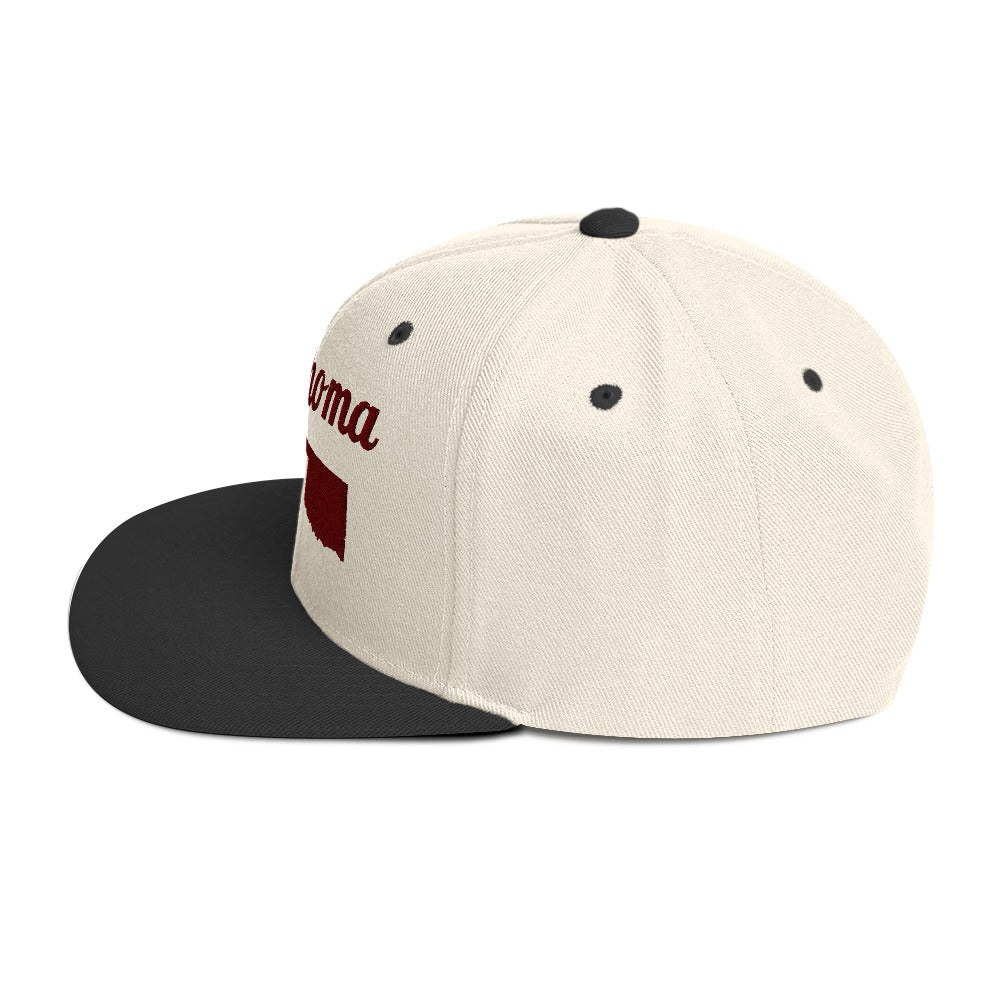 Oklahoma Two-Tone Tan & Black Snapback - Bold Red Embroidery Edition