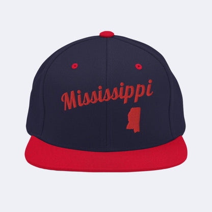 Mississippi Navy Snapback - Bold Red Embroidery Edition