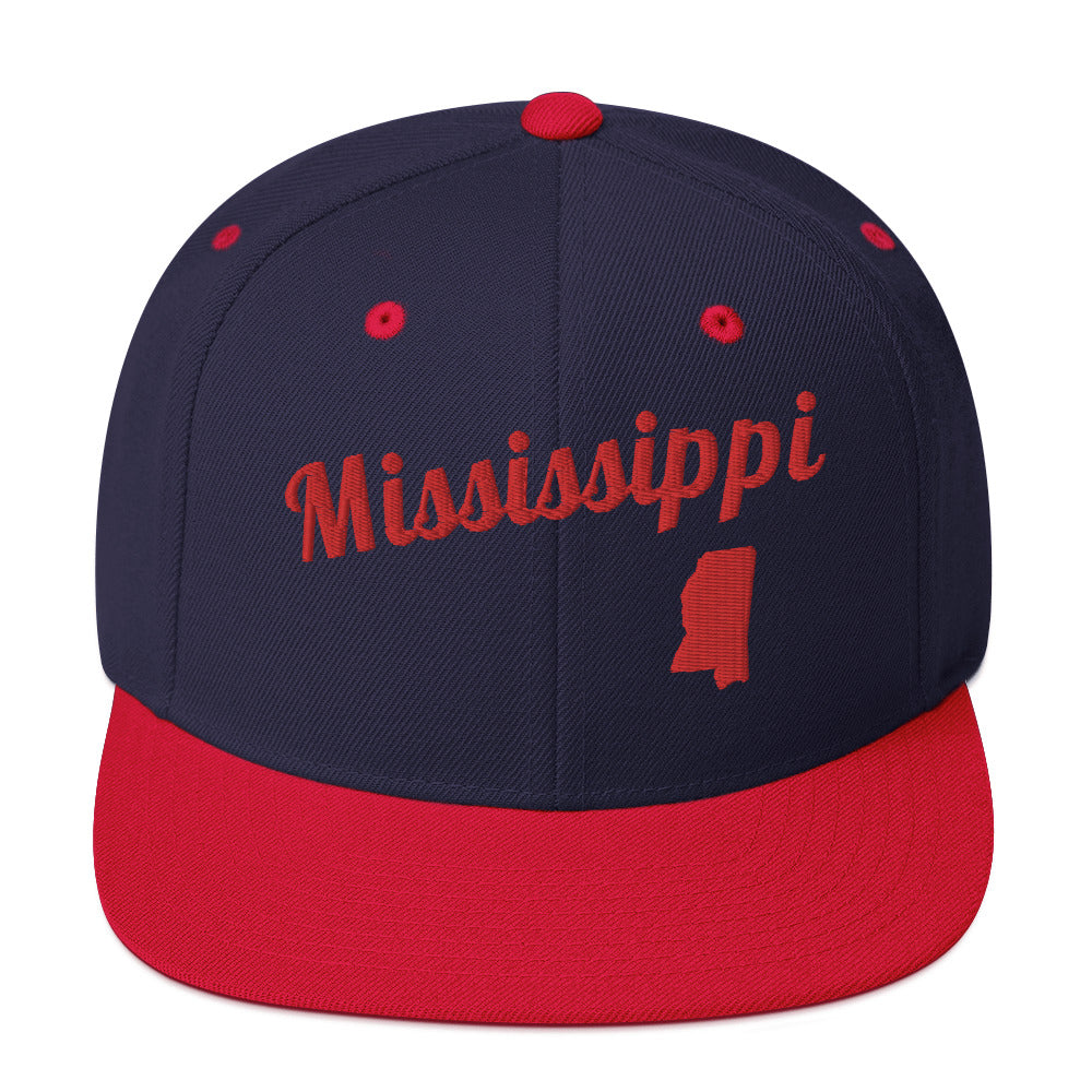 Mississippi Navy Snapback - Bold Red Embroidery Edition