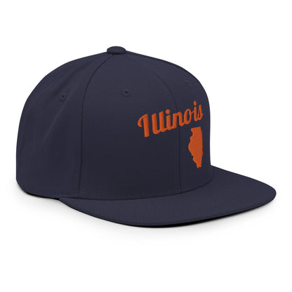 Illinois Navy Blue Snapback - 3D Puffy Orange Embroidery Edition