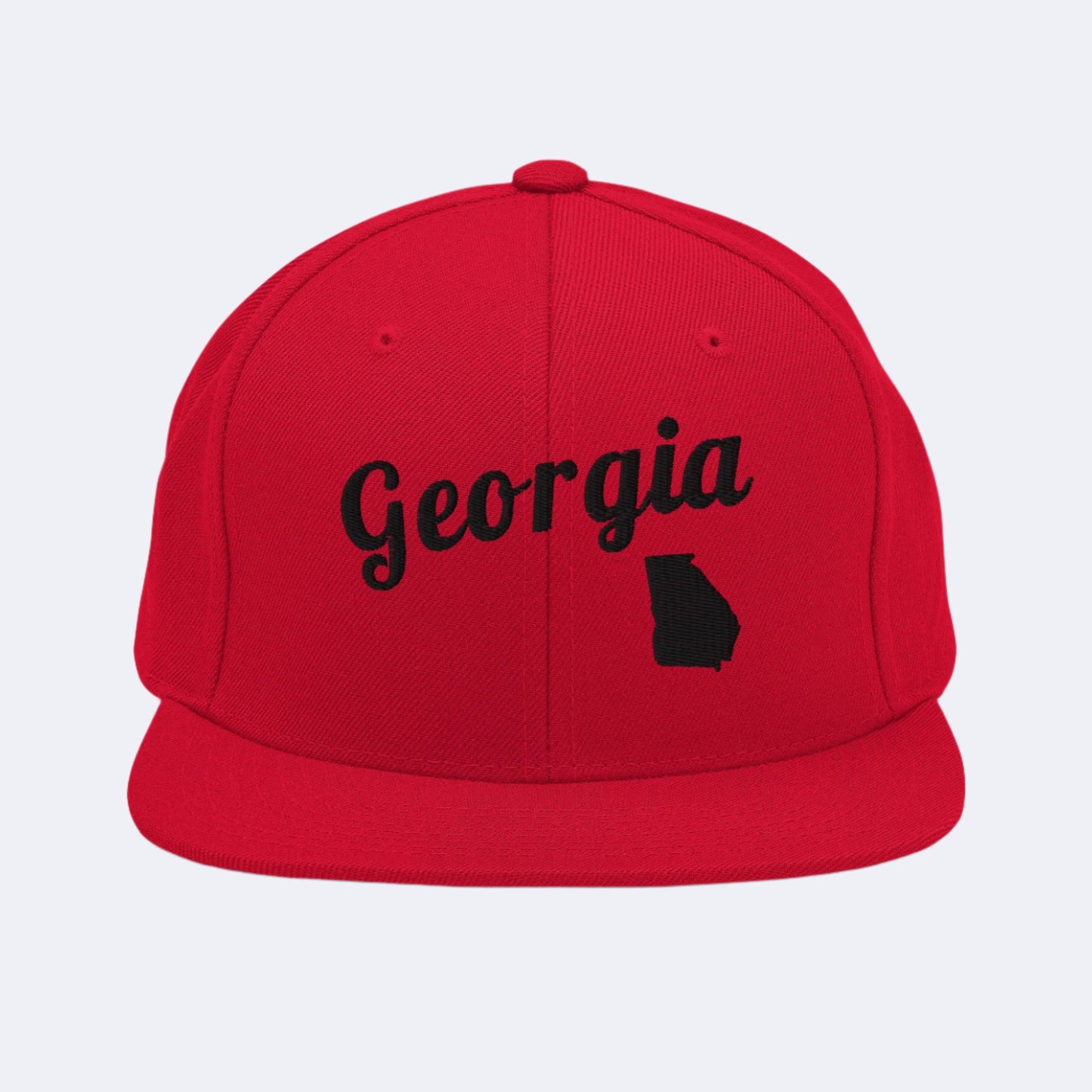 Georgia Solid Red Snapback - 3D Puffy Black Embroidery Edition