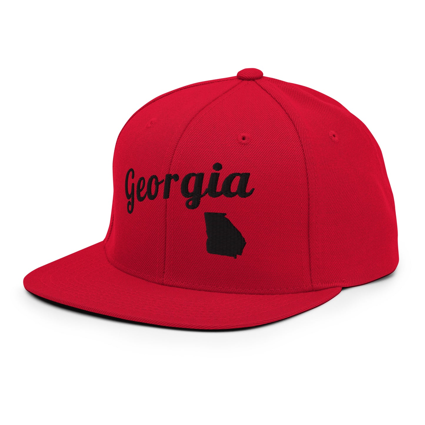 Georgia Solid Red Snapback - 3D Puffy Black Embroidery Edition