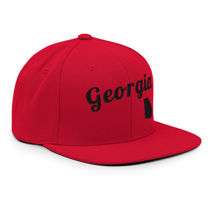 Georgia Solid Red Snapback - 3D Puffy Black Embroidery Edition