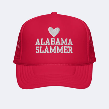 Women's 'Alabama Slammer' Red Trucker Hat - 3D Puffy White Embroidery Edition