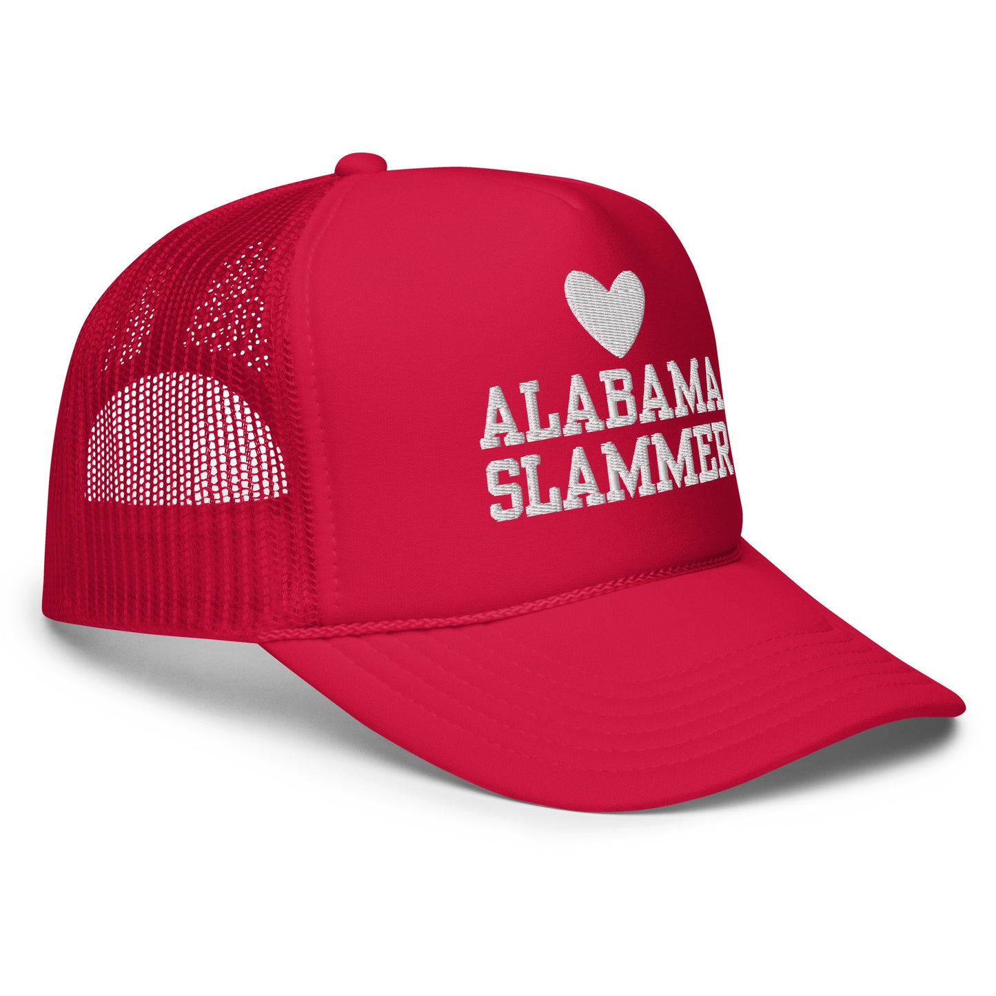 Women's 'Alabama Slammer' Red Trucker Hat - 3D Puffy White Embroidery Edition