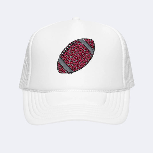 Stylish Black/White Women’s Trucker Hat with Pink Football Design | Perfect for Game Day