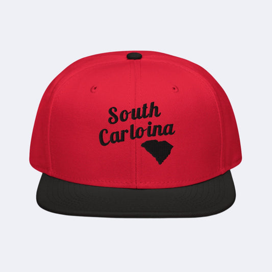 South Carolina Two-Tone Red & Black Snapback - Bold Black Embroidery Edition