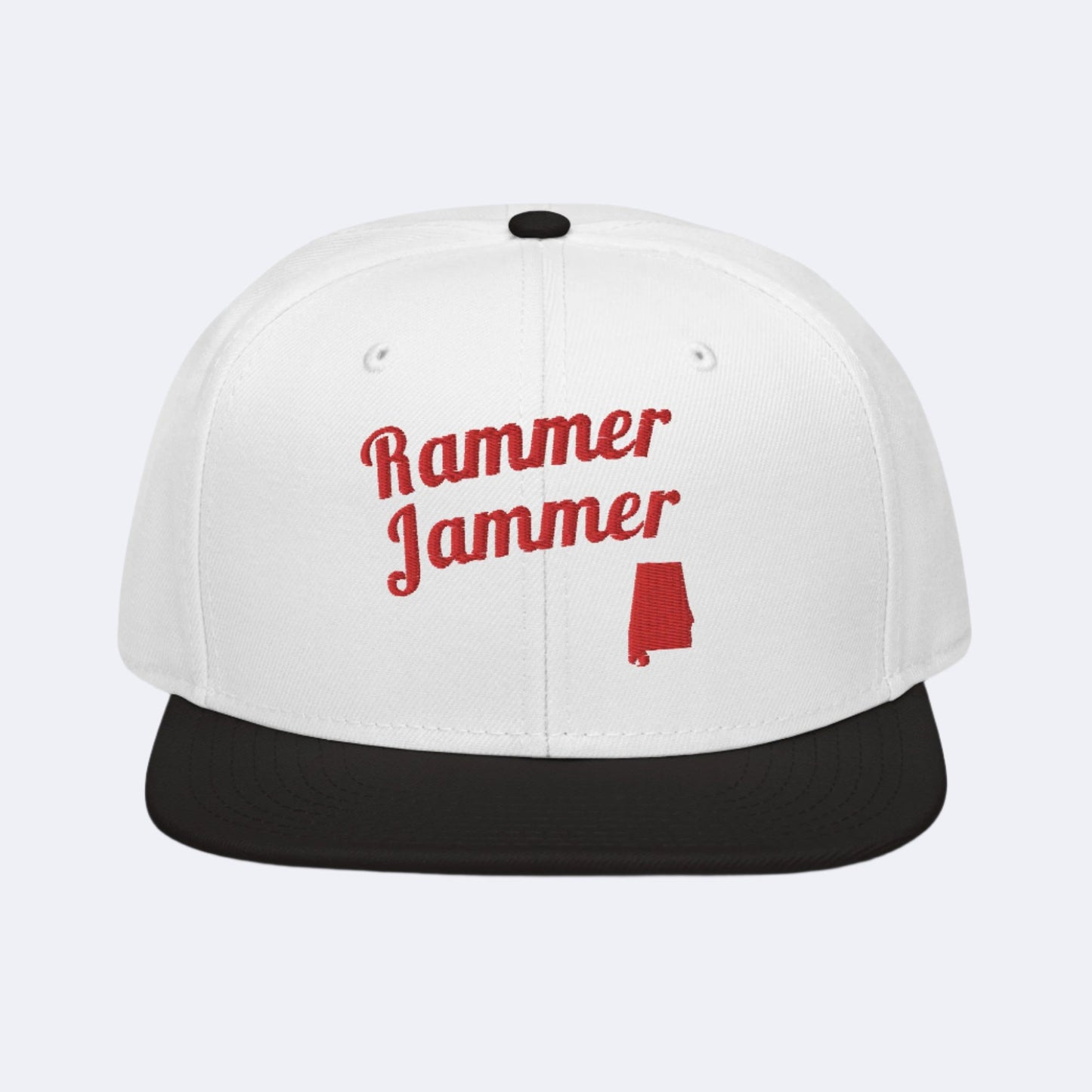 Alabama Rammer Jammer Two-Tone Black & White Snapback - Bold Red Embroidery Edition