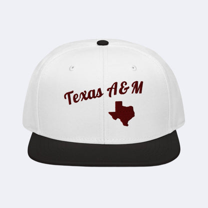 Texas A&M Two-Tone Black & White Snapback - 3D Puffy Red Embroidery Edition