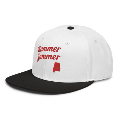 Alabama Rammer Jammer Two-Tone Black & White Snapback - Bold Red Embroidery Edition