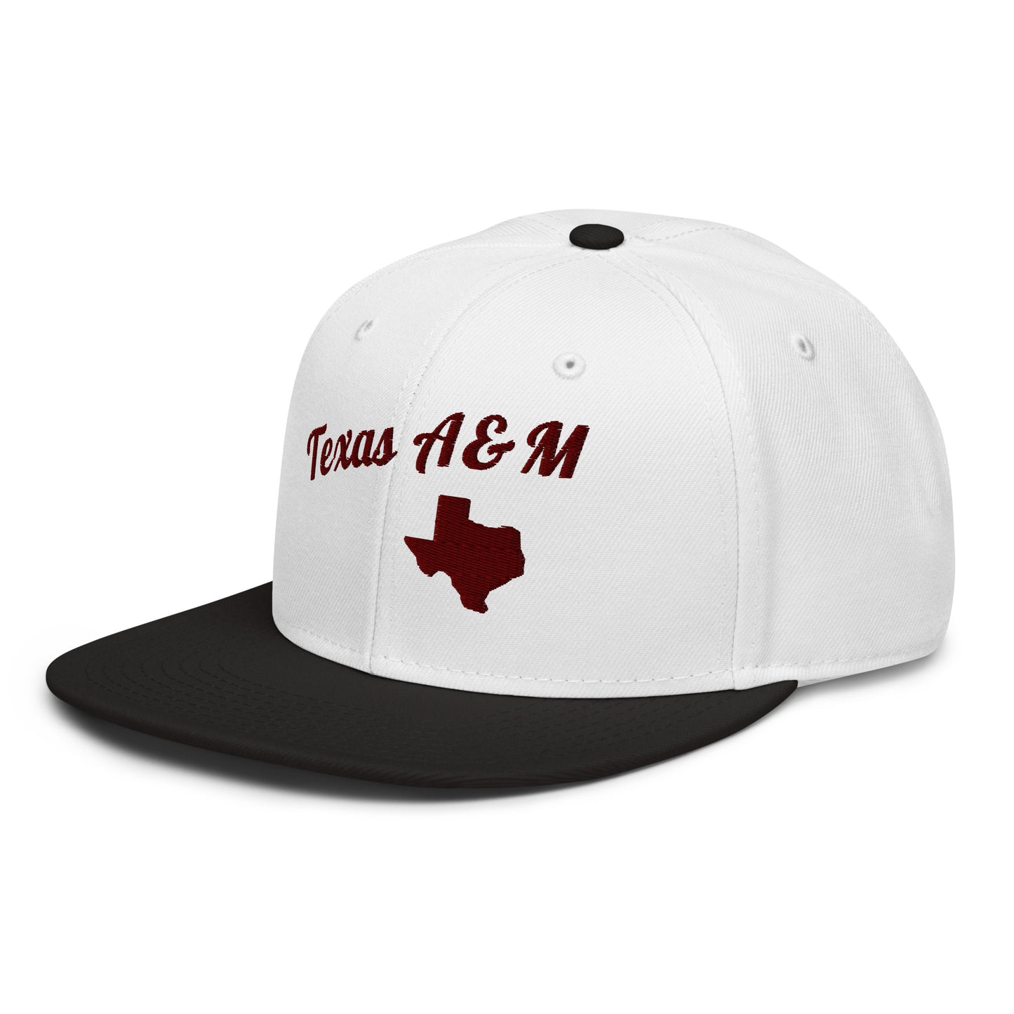 Texas A&M Two-Tone Black & White Snapback - 3D Puffy Red Embroidery Edition