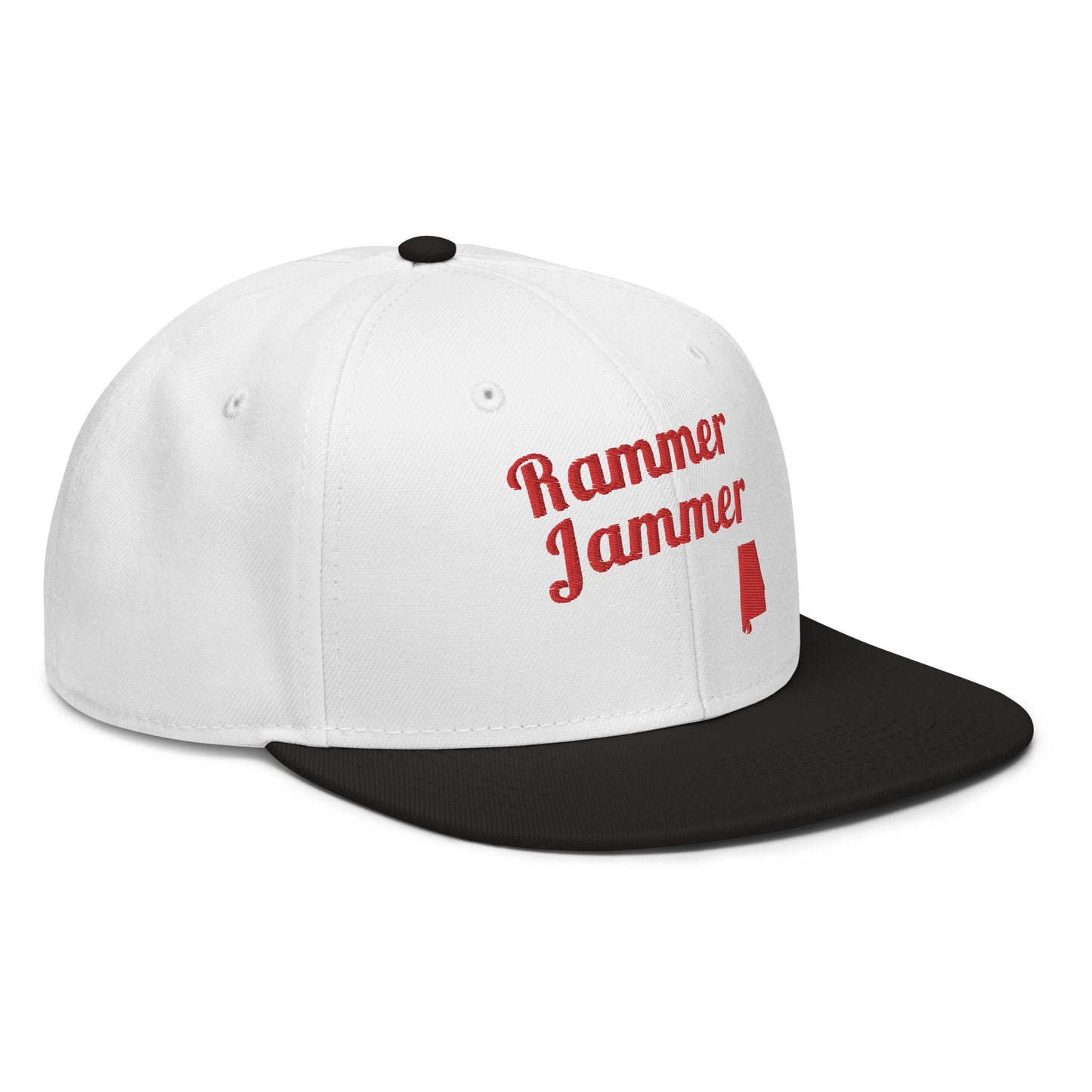 Alabama Rammer Jammer Two-Tone Black & White Snapback - Bold Red Embroidery Edition