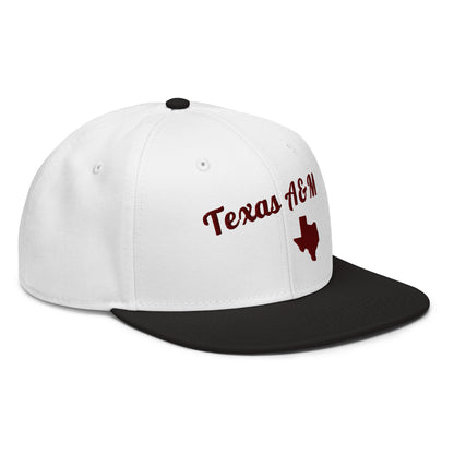 Texas A&M Two-Tone Black & White Snapback - 3D Puffy Red Embroidery Edition