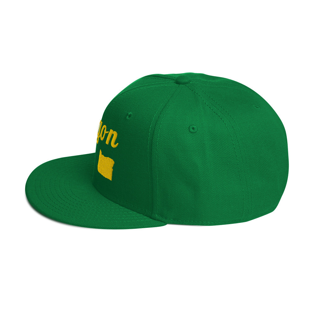 Oregon Green Snapback - 3D Puffy Yellow Embroidery Edition