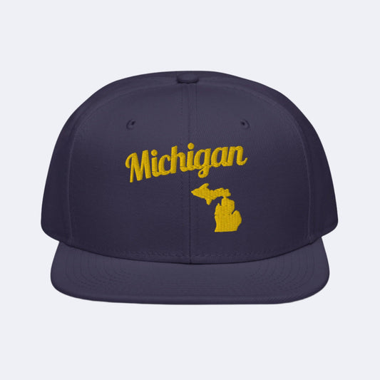 Michigan Blue Snapback - 3D Puffy Yellow Embroidery Edition