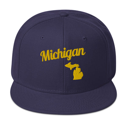 Michigan Blue Snapback - 3D Puffy Yellow Embroidery Edition