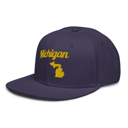 Michigan Blue Snapback - 3D Puffy Yellow Embroidery Edition