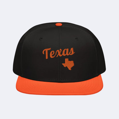 Texas Two-Tone Black & Orange Snapback - Bold Orange Embroidery Edition