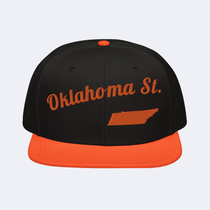 Oklahoma State Two-Tone Black & Orange Snapback - 3D Puffy Orange Embroidery Edition