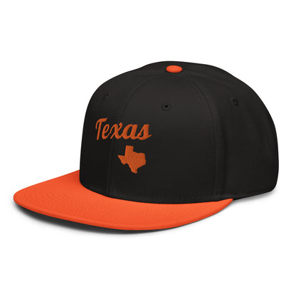 Texas Two-Tone Black & Orange Snapback - Bold Orange Embroidery Edition