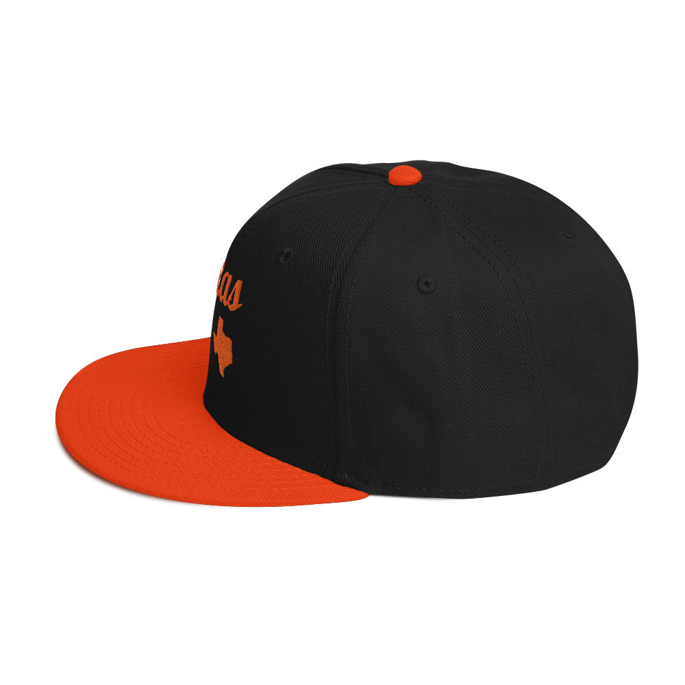 Texas Two-Tone Black & Orange Snapback - Bold Orange Embroidery Edition