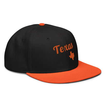 Texas Two-Tone Black & Orange Snapback - Bold Orange Embroidery Edition