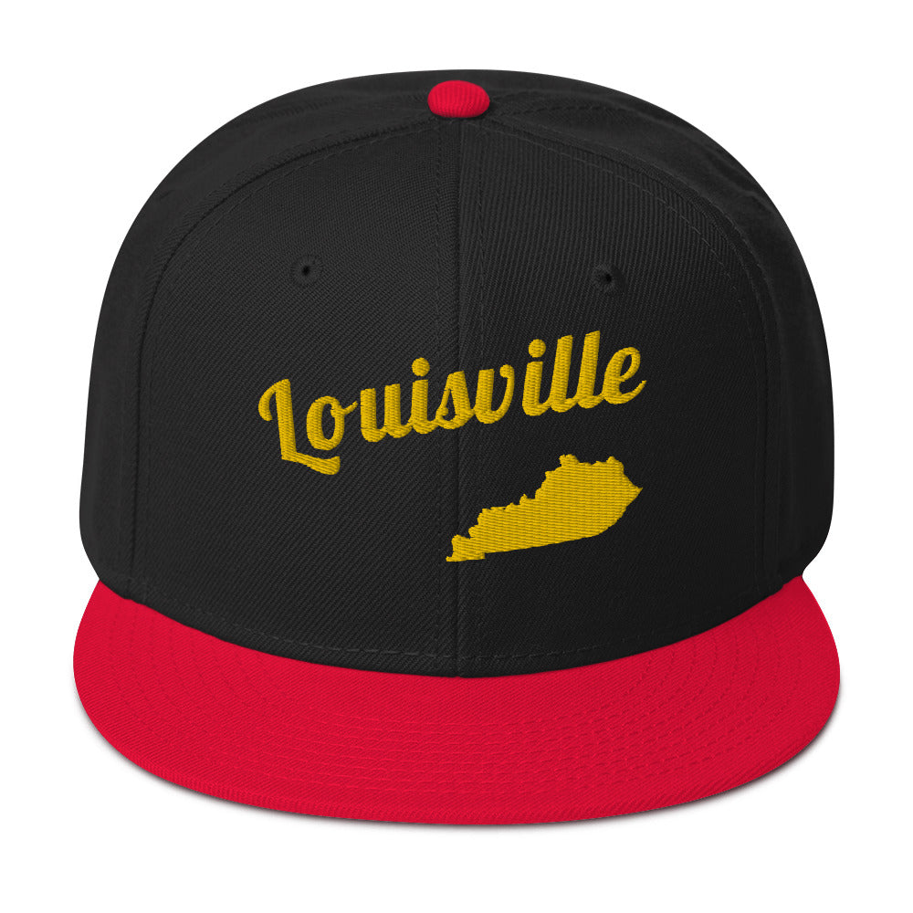 Louisville Red & Black Snapback - 3D Puffy Yellow Embroidery Edition