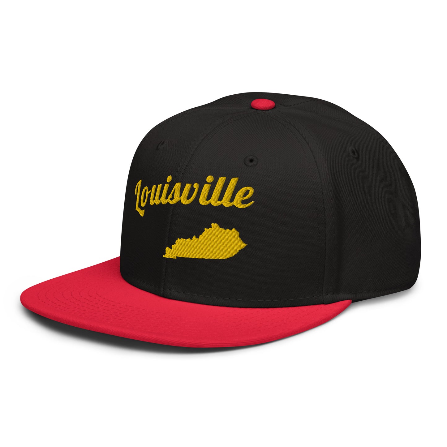 Louisville Red & Black Snapback - 3D Puffy Yellow Embroidery Edition