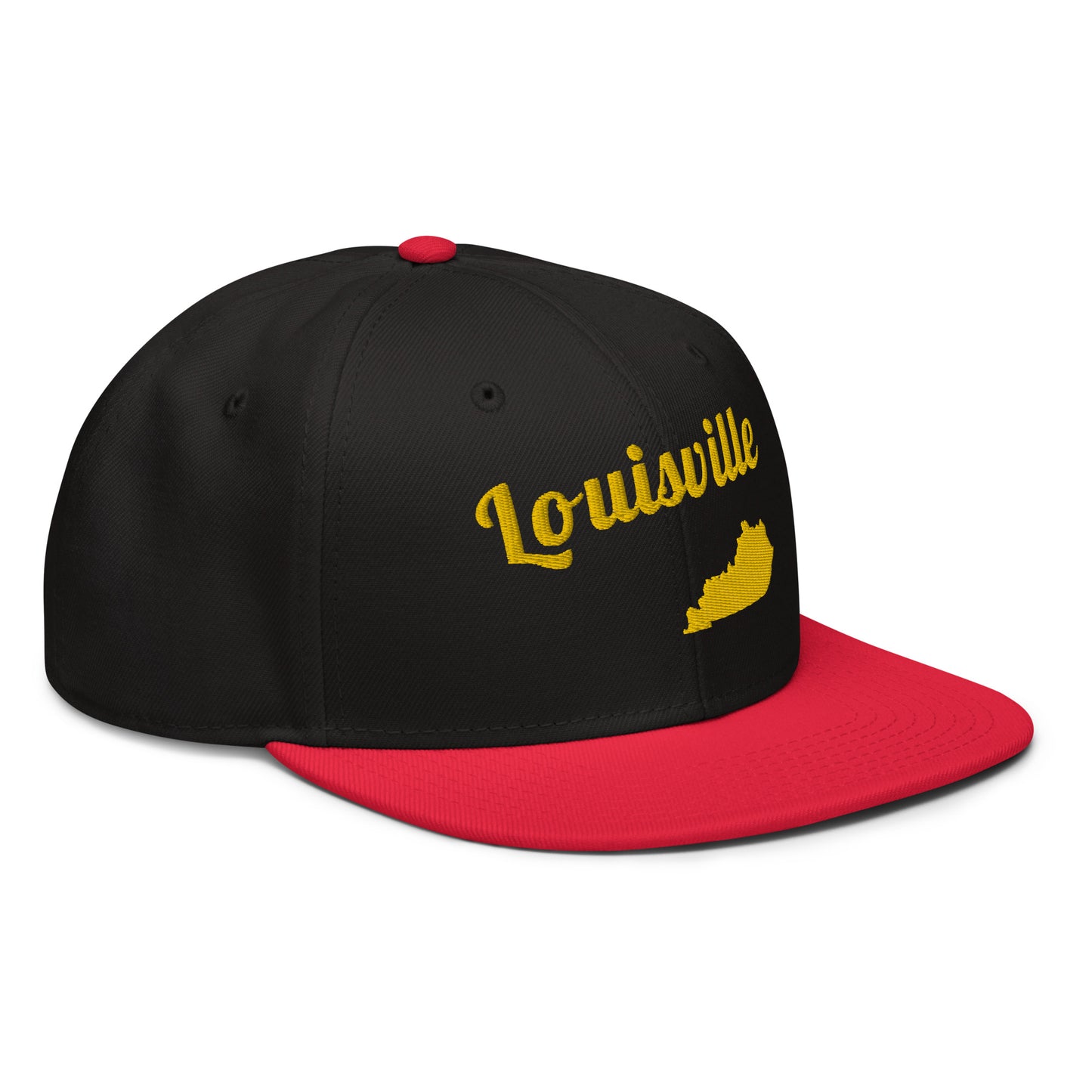 Louisville Red & Black Snapback - 3D Puffy Yellow Embroidery Edition