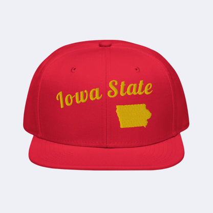 Iowa Red Snapback - 3D Puffy Yellow Embroidery Edition