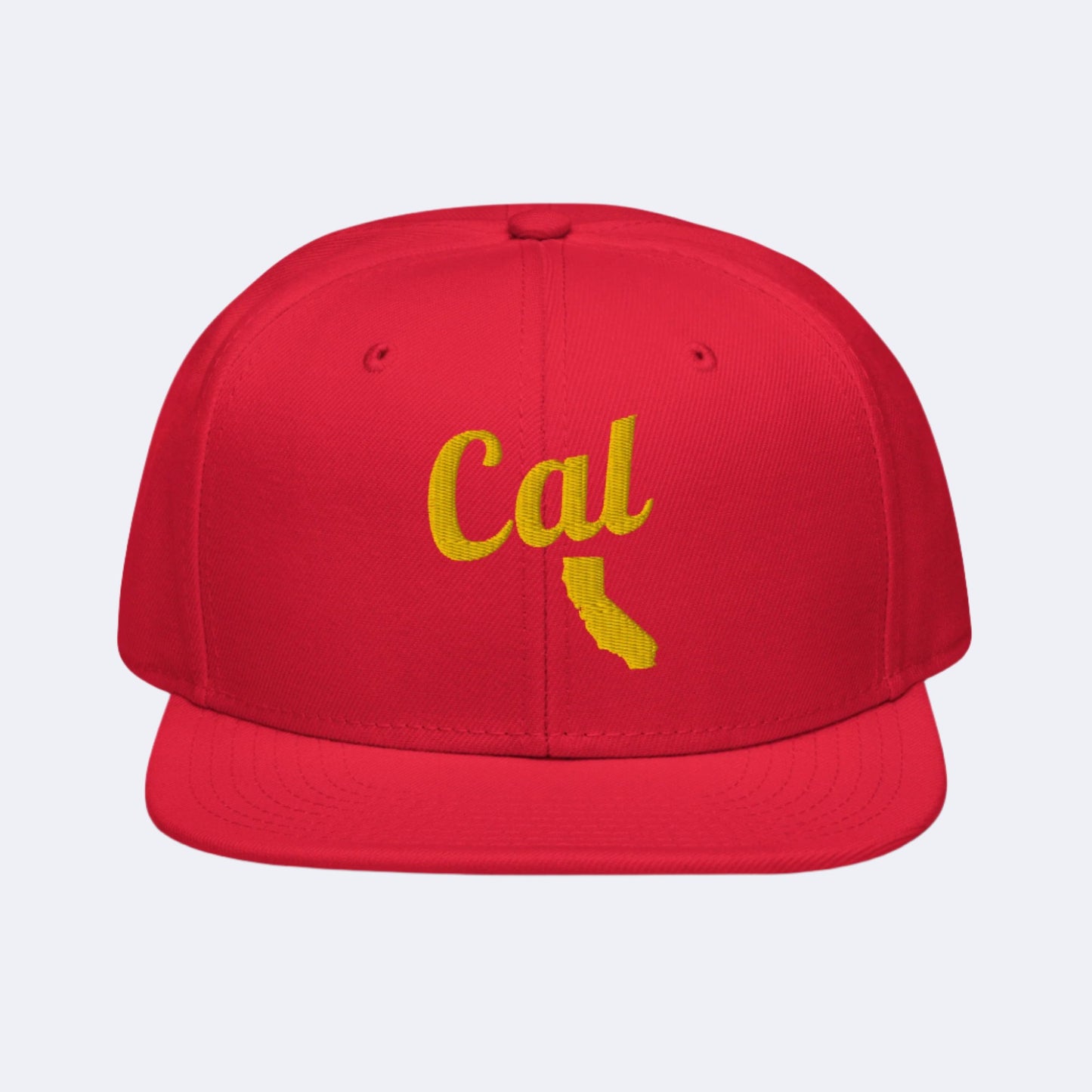 California Red Snapback - Bold Yellow Embroidery Edition