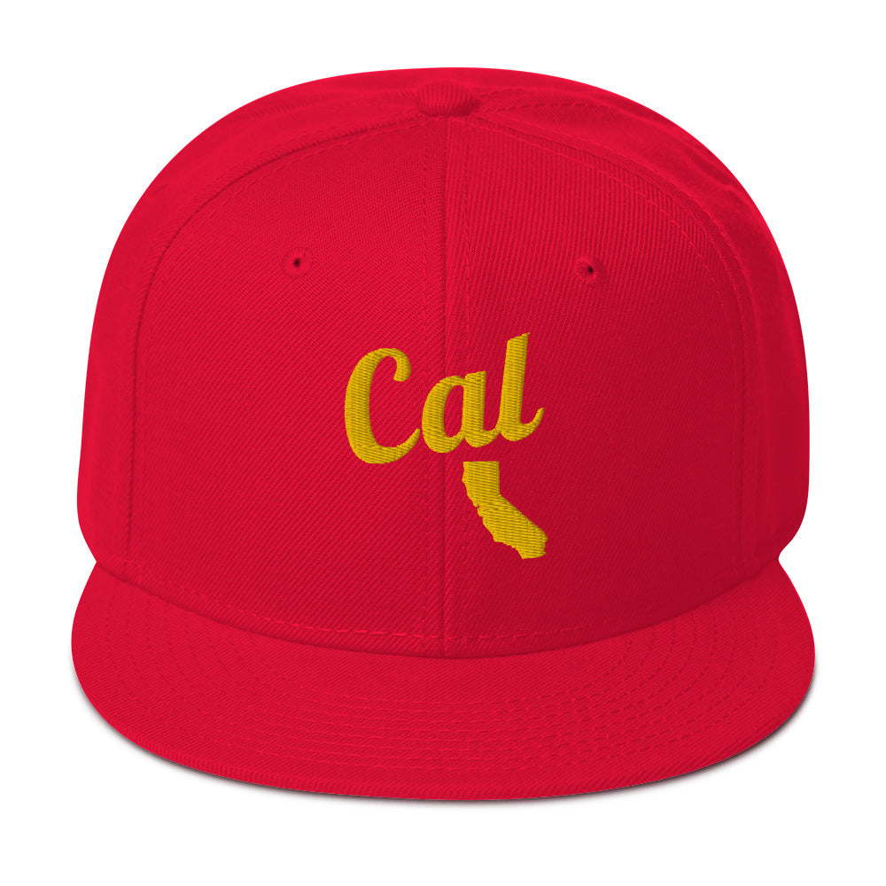 California Red Snapback - Bold Yellow Embroidery Edition