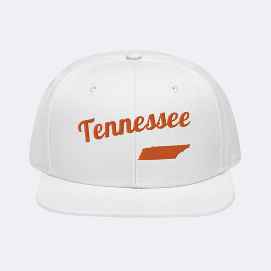 Tennessee White Snapback - Bold Orange Embroidery Edition