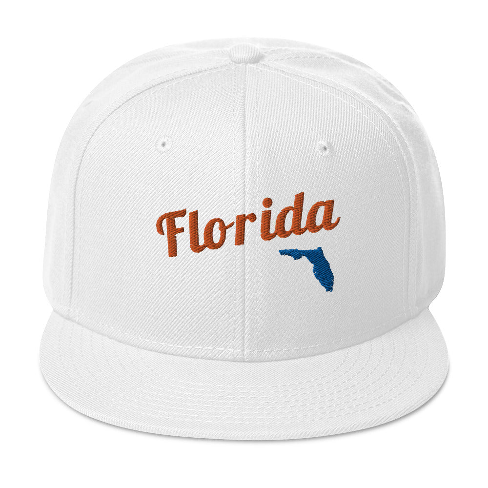 Florida White Snapback - Bold Blue & Orange Embroidery Edition