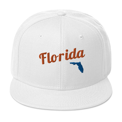 Florida White Snapback - Bold Blue & Orange Embroidery Edition