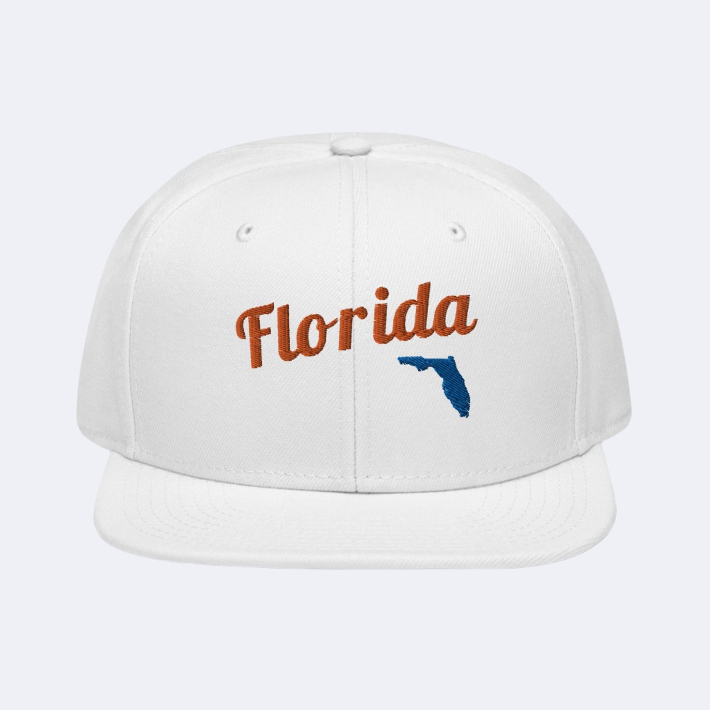 Florida White Snapback - Bold Blue & Orange Embroidery Edition