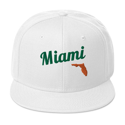 Miami White Snapback - 3D Green & Orange Embroidery Edition