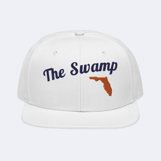 Florida 'The Swamp' White Snapback - 3D Puffy Blue & Orange Embroidery Edition