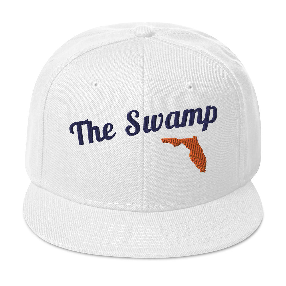 Florida 'The Swamp' White Snapback - 3D Puffy Blue & Orange Embroidery Edition