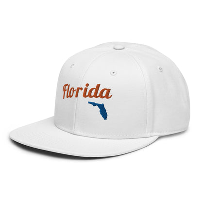 Florida White Snapback - Bold Blue & Orange Embroidery Edition