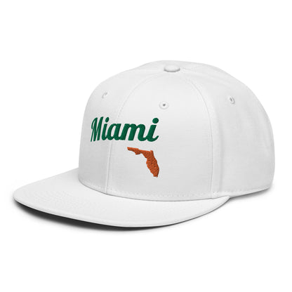 Miami White Snapback - 3D Green & Orange Embroidery Edition